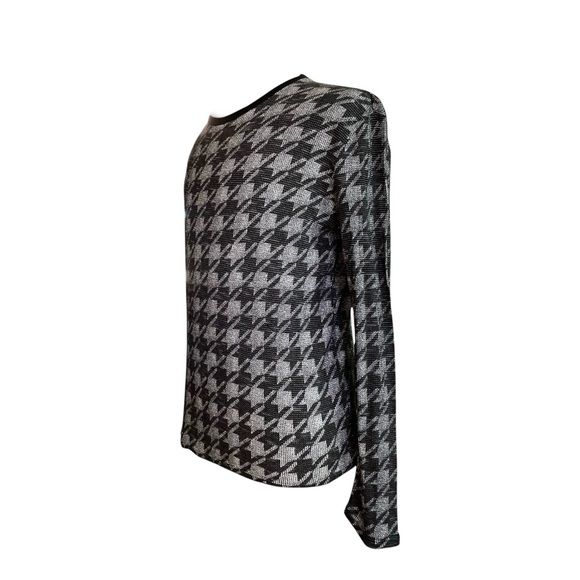 American Rag Houndstooth Long Sleeve Tee Gray Black Shirt Men’s Size M - Picture 4 of 6
